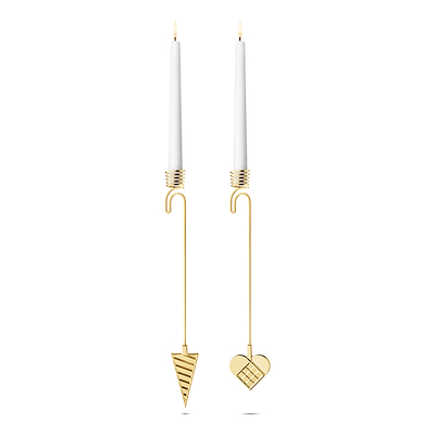 Georg Jensen Jul 2025 lyseholdersæt hjerte og kræmmerhus guld