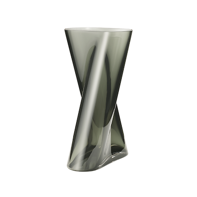 Georg Jensen Lituus vase røget glas H32 cm