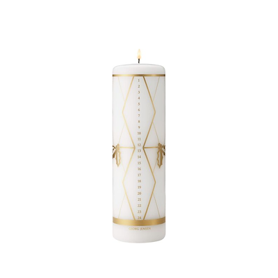 Georg Jensen Christmas Collectibles 2026 kalenderlys hvid/guld H 20 cm