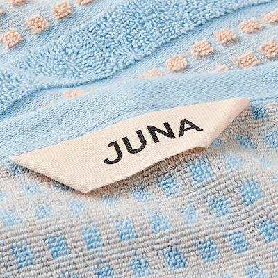 Juna Check vaskeklud lyseblå/sand 30x30 cm
