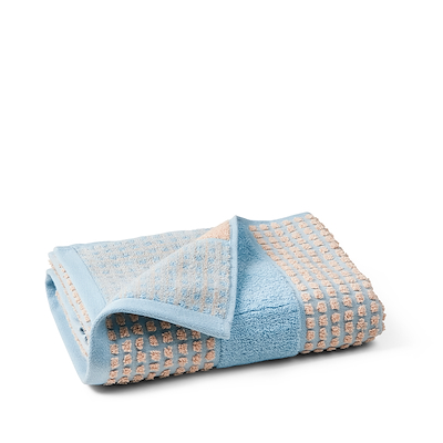 Juna Check håndklæde lyseblå/sand 50x100 cm