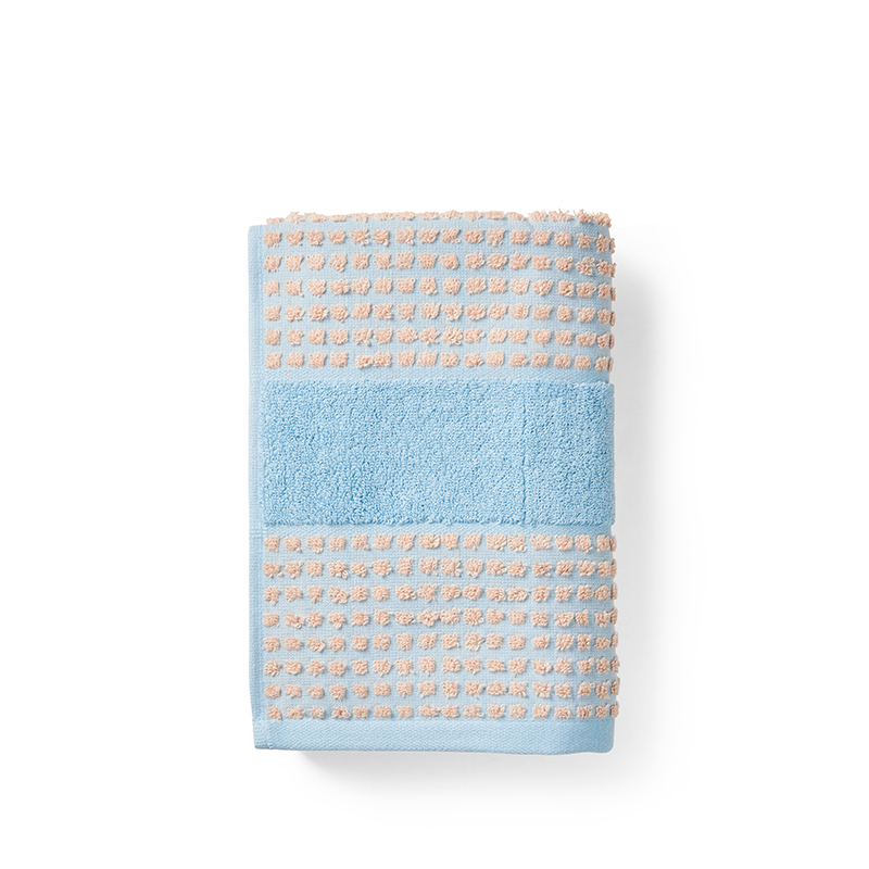 7: Juna Check håndklæde lyseblå/sand 50x100 cm