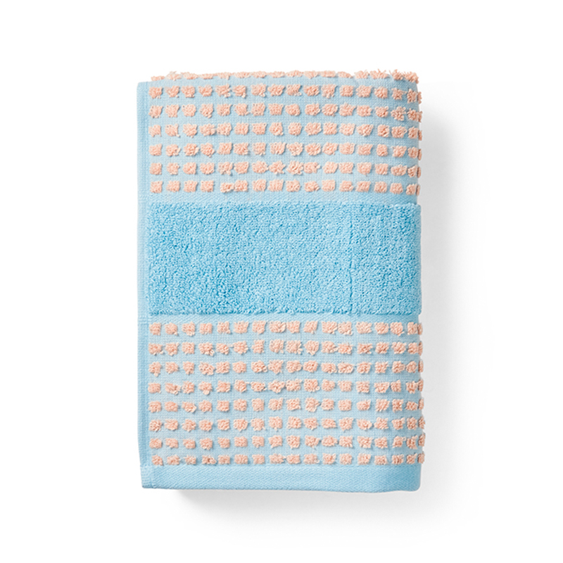 6: Juna Check håndklæde lyseblå/sand 70x140 cm