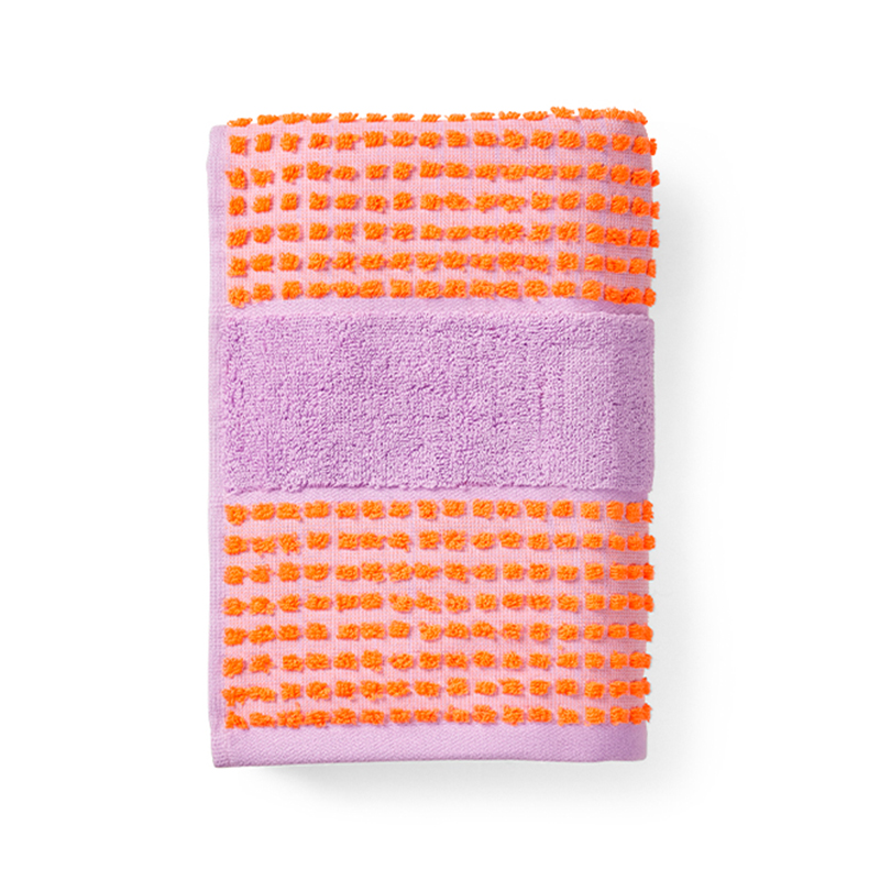 13: Juna Check håndklæde lavendel/fersken 70x140 cm