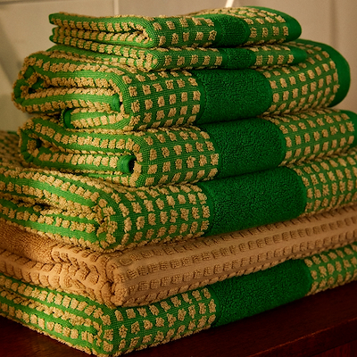 Juna Check vaskeklud grøn/sand 30x30 cm