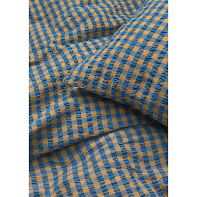 Juna Bæk & Bølge sengetøj blå/sennepsgul 140x200 cm