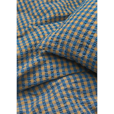 Juna Bæk & Bølge sengetøj blå/okker 140x200 cm