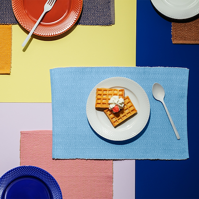 Lyngby Porcelæn Herringbone dækkeserviet turkis 43x30 cm