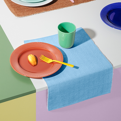 Lyngby Porcelæn Herringbone dækkeserviet turkis 43x30 cm