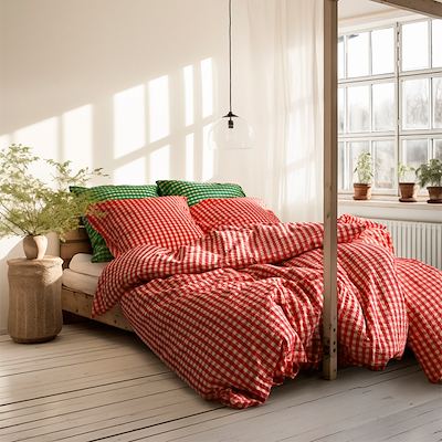 Juna Bæk&Bølge sengetøj rød/gul 140x220 cm