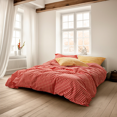 Juna Bæk&Bølge sengetøj rød/gul 200x220 cm
