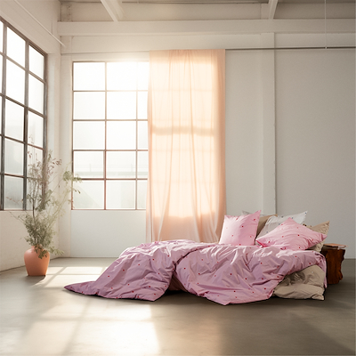 Juna Daisy sengetøj pink/rød 140x200 cm