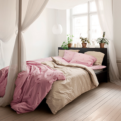 Juna Daisy sengetøj pink/rød 140x220 cm