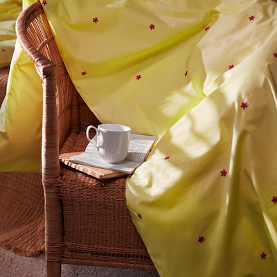 Juna Daisy sengetøj gul/lyserød 200x220 cm