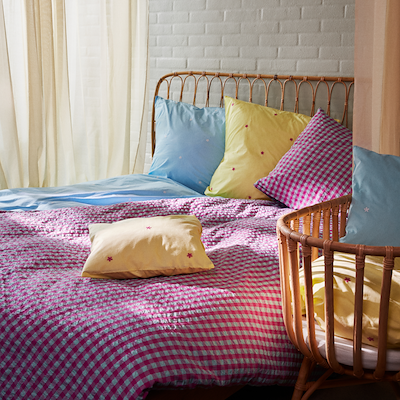 Juna Bæk & Bølge sengetøj blomme/mint 140x200 cm