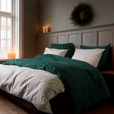 Juna Christmas Fable sengetøj grøn 140x200 cm