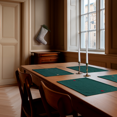 Juna Christmas Fable dækkeserviet med juletræer grøn 49x32 cm