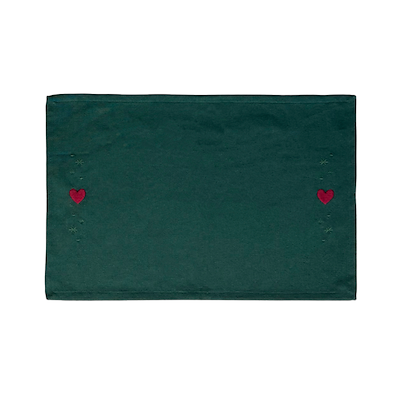 Juna Christmas Fable dækkeserviet med hjerter grøn 49x32 cm