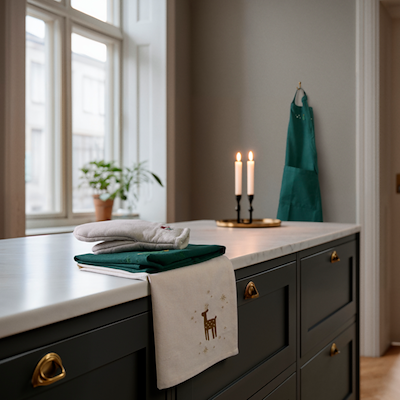 Juna Christmas Fable viskestykke creme 50x70 cm