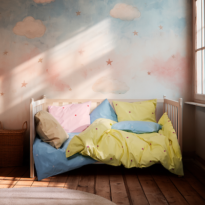 Juna Daisy baby sengetøj lyseblå/hvid 70x100 cm