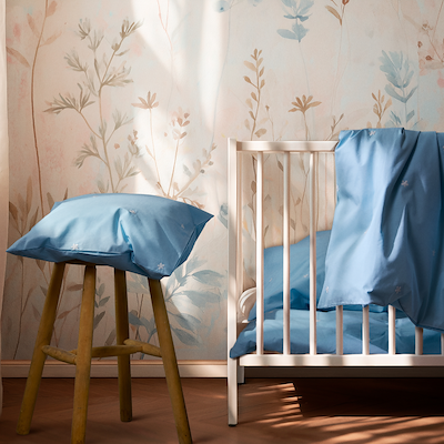 Juna Daisy baby sengetøj lyseblå/hvid 70x100 cm