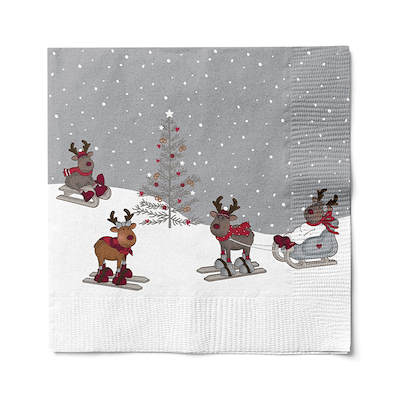 Det Gamle Apotek servietter rensdyr 20stk grå 33x33 cm