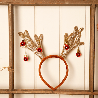 Det Gamle Apotek hårbånd med gevirer og julekugler