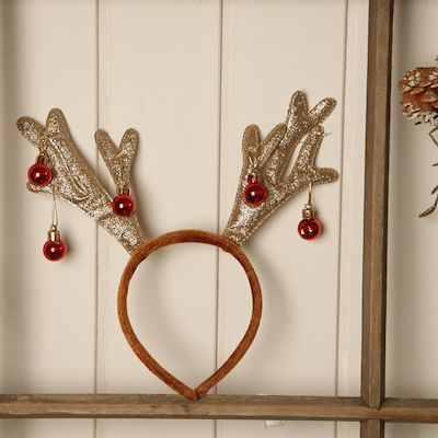 Det Gamle Apotek hårbånd med gevirer og julekugler