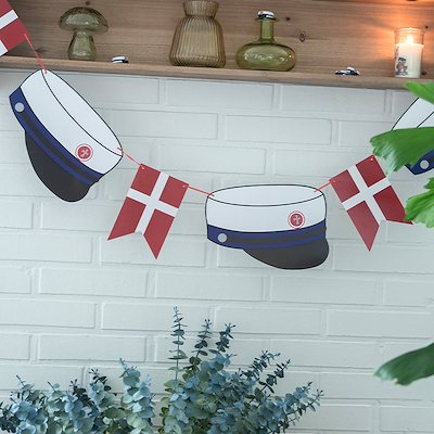Det Gamle Apotek blå studenterguirlande med flag L 380 cm