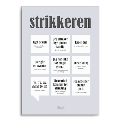Dialægt Strikkeren plakat grå