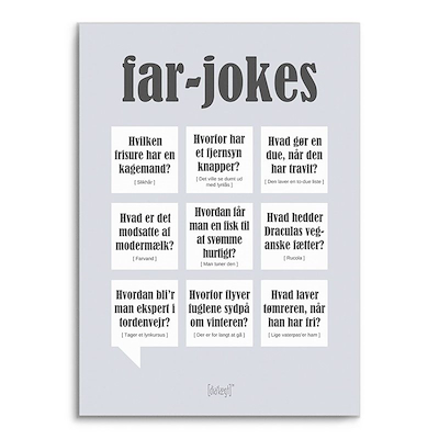 Dialægt Far-jokes plakat grå 50 cm