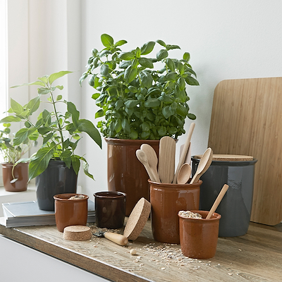 Knabstrup Keramik syltekrukke brun 1 liter