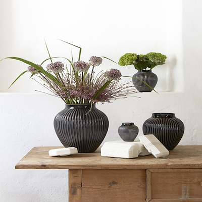 Knabstrup Keramik Ripple vase sort H20 cm