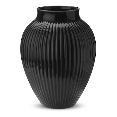 Knabstrup vase riller sort 20 cm