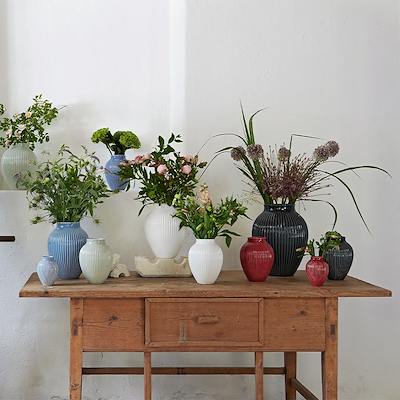 Knabstrup Keramik Ripple vase sort H12,5 cm