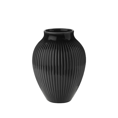 Knabstrup Keramik Ripple vase sort H12,5 cm