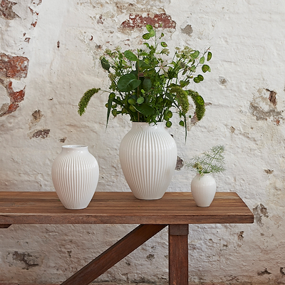 Knabstrup Keramik Ripple vase hvid H20 cm