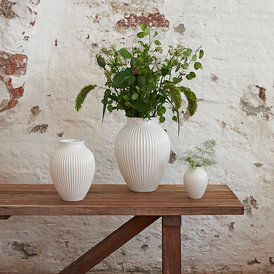 Knabstrup Keramik Ripple vase hvid H 20 cm