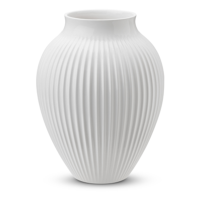 Knabstrup vase riller 20 cm hvid