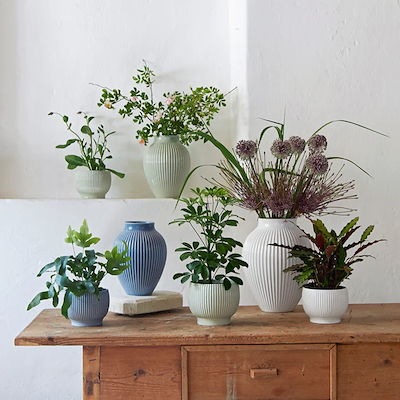 Knabstrup Keramik Ripple vase hvid H12,5 cm