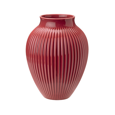 Knabstrup vase riller rød 27 cm