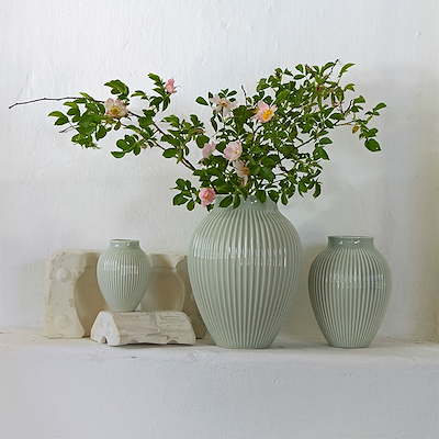 Knabstrup Keramik Ripple vase mint H12,5 cm