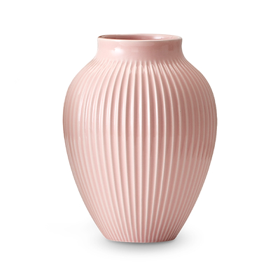 Knabstrup vase riller lyserød 27 cm