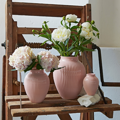 Knabstrup Keramik Ripple vase rosa H12,5 cm