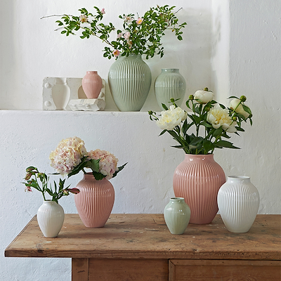 Knabstrup Keramik Ripple vase rosa H12,5 cm