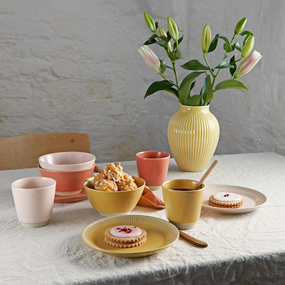 Knabstrup Keramik Ripple vase lysegul H27 cm