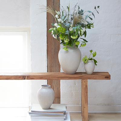 Knabstrup Keramik Ripple vase lys grå H27 cm