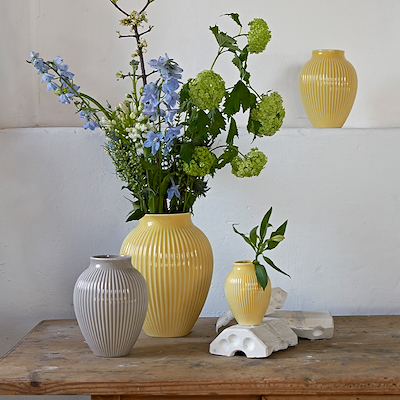 Knabstrup vase riller lys grå H27 cm