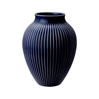Knabstrup vase riller mørkeblå H27 cm