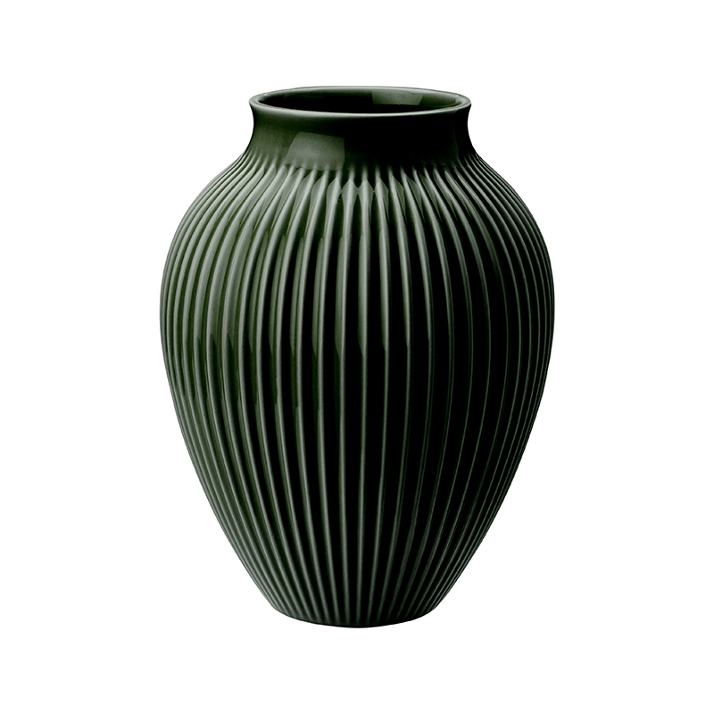 Knabstrup Vase Riller Mørkegrøn H27 Cm Kop And Kande